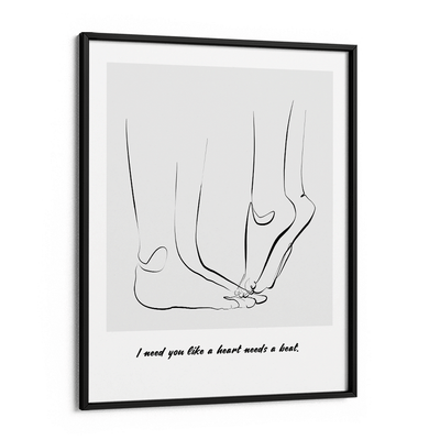 Personalized Line Art - Tip Toe (Grey) Nook At You Matte Paper Black Frame