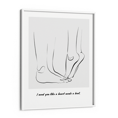 Personalized Line Art - Tip Toe (Grey) Nook At You Matte Paper White Frame