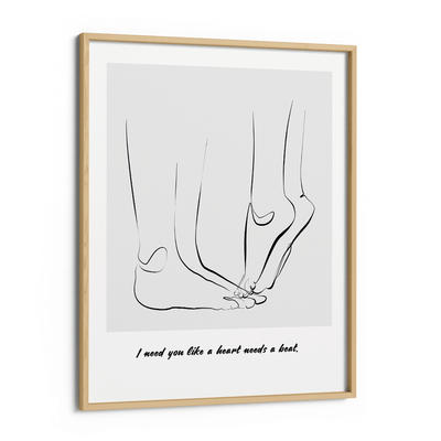Personalized Line Art - Tip Toe (Grey) Nook At You Matte Paper Wooden Frame