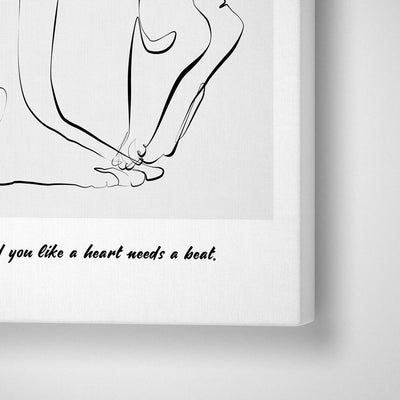 Personalized Line Art - Tip Toe (Grey) Nook At You Canvas Gallery Wrap