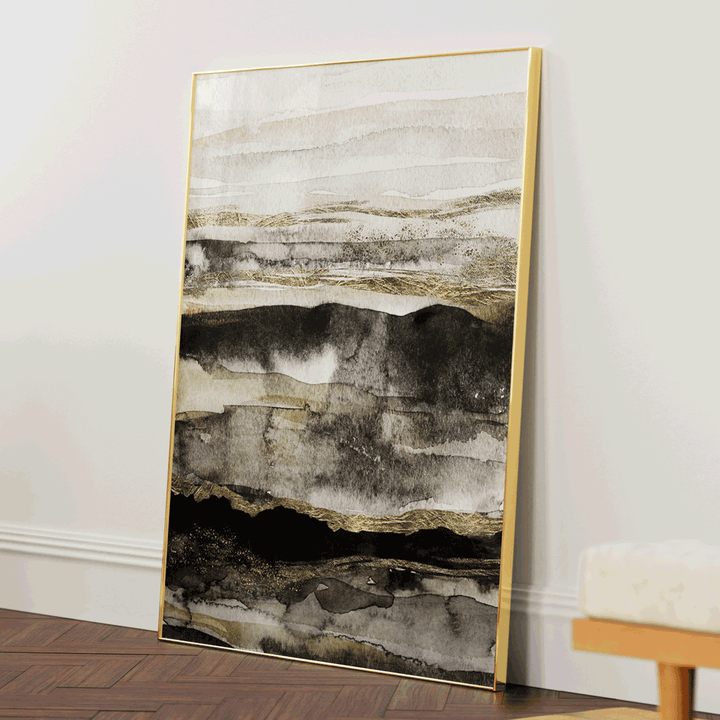 Liquid Gold Abstract Art Prints-Gold Metal Frame-Nook At You