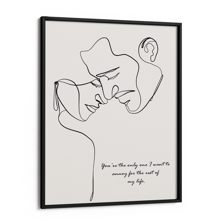 Personalized Line Art - Love (Beige) Nook At You Matte Paper Black Frame