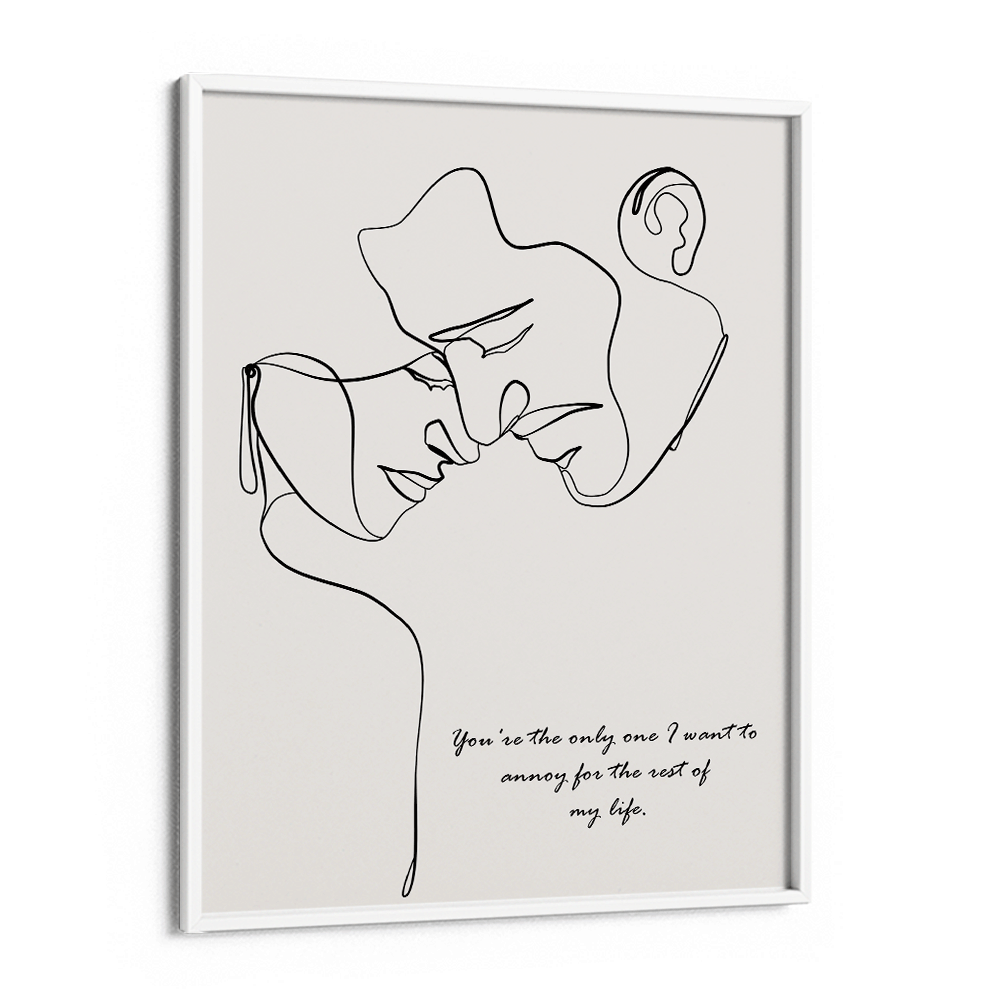 Personalized Line Art - Love (Beige) Nook At You Matte Paper White Frame