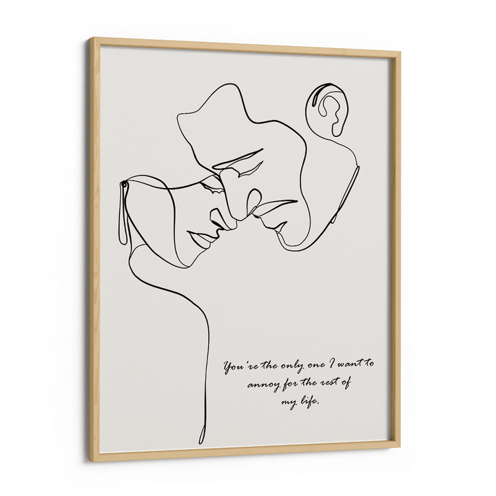 Personalized Line Art - Love (Beige) Nook At You Matte Paper Wooden Frame
