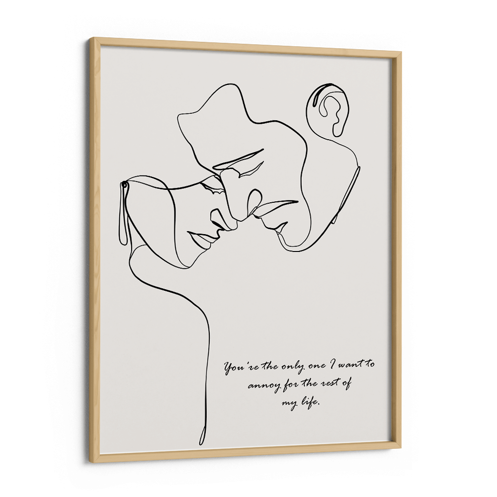 Personalized Line Art - Love (Beige) Nook At You Matte Paper Wooden Frame