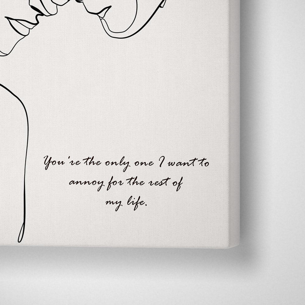 Personalized Line Art - Love (Beige) Nook At You Canvas Gallery Wrap
