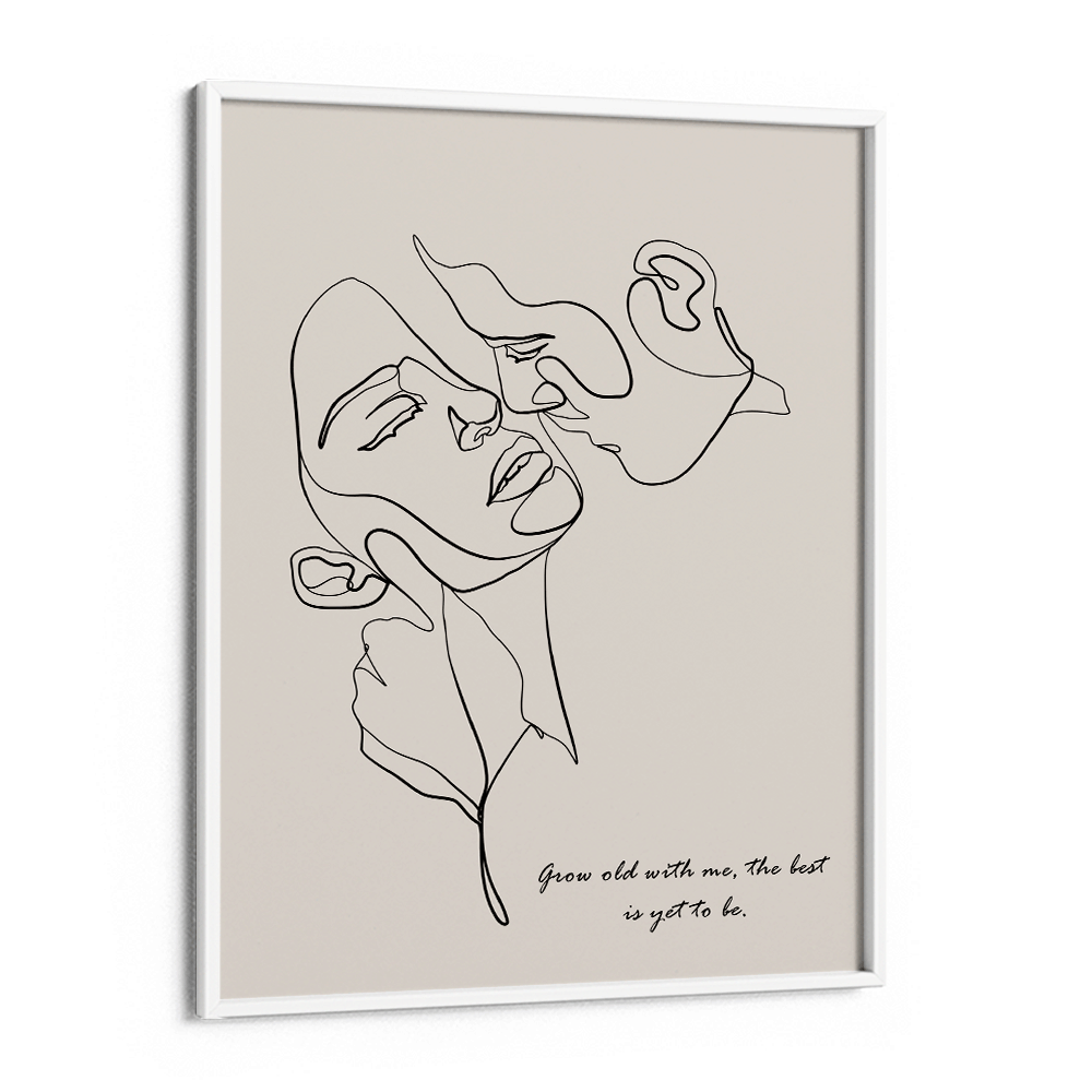 Personalized Line Art - Embrace (Beige) Nook At You Matte Paper White Frame