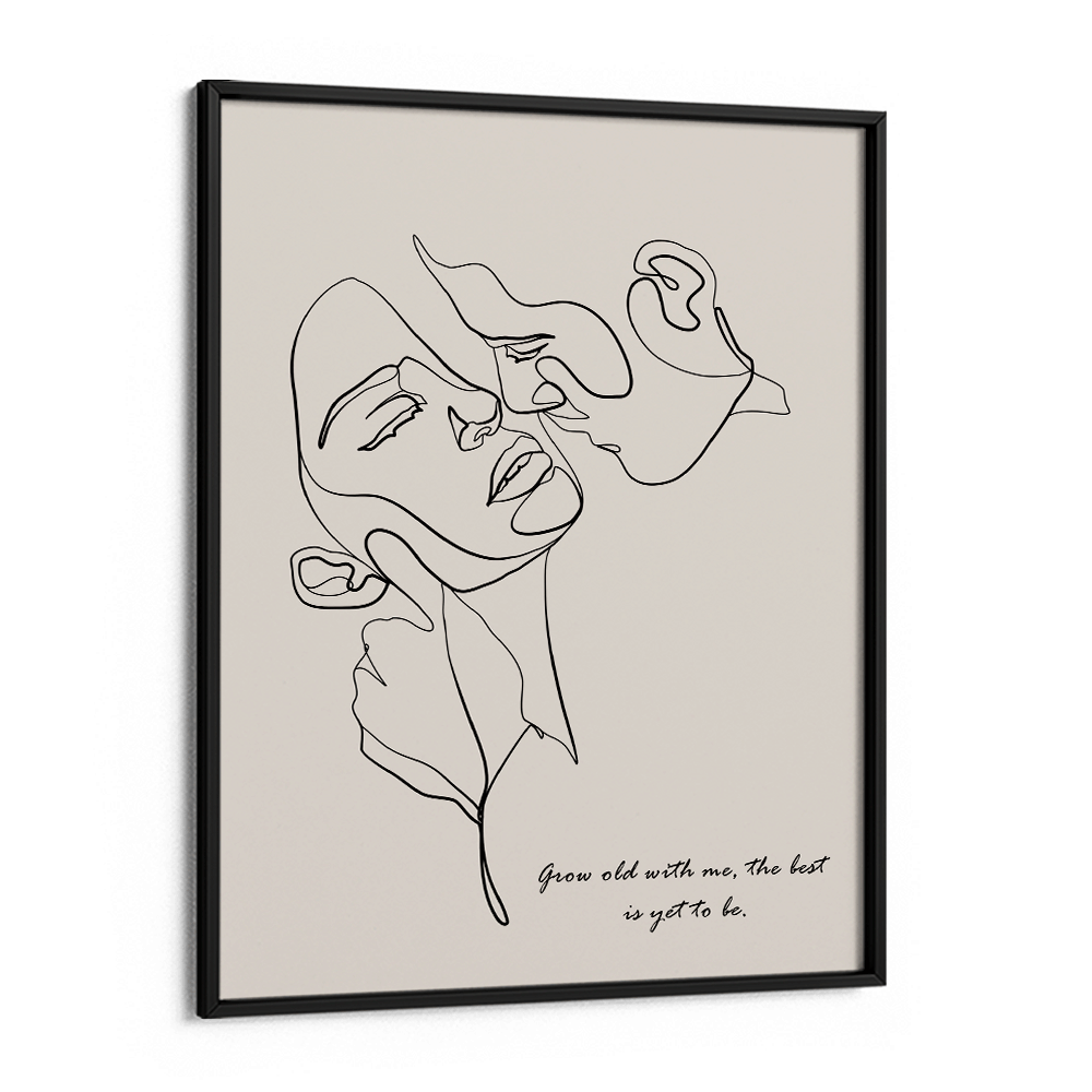 Personalized Line Art - Embrace (Beige) Nook At You Matte Paper Black Frame