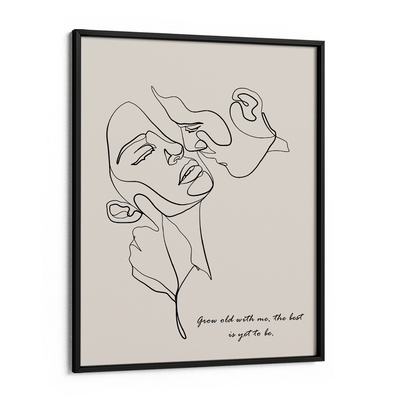 Personalized Line Art - Embrace (Beige) Nook At You Matte Paper Black Frame