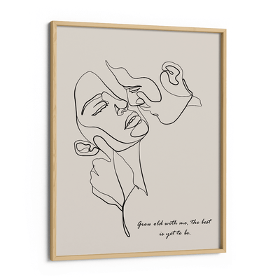Personalized Line Art - Embrace (Beige) Nook At You Matte Paper Wooden Frame