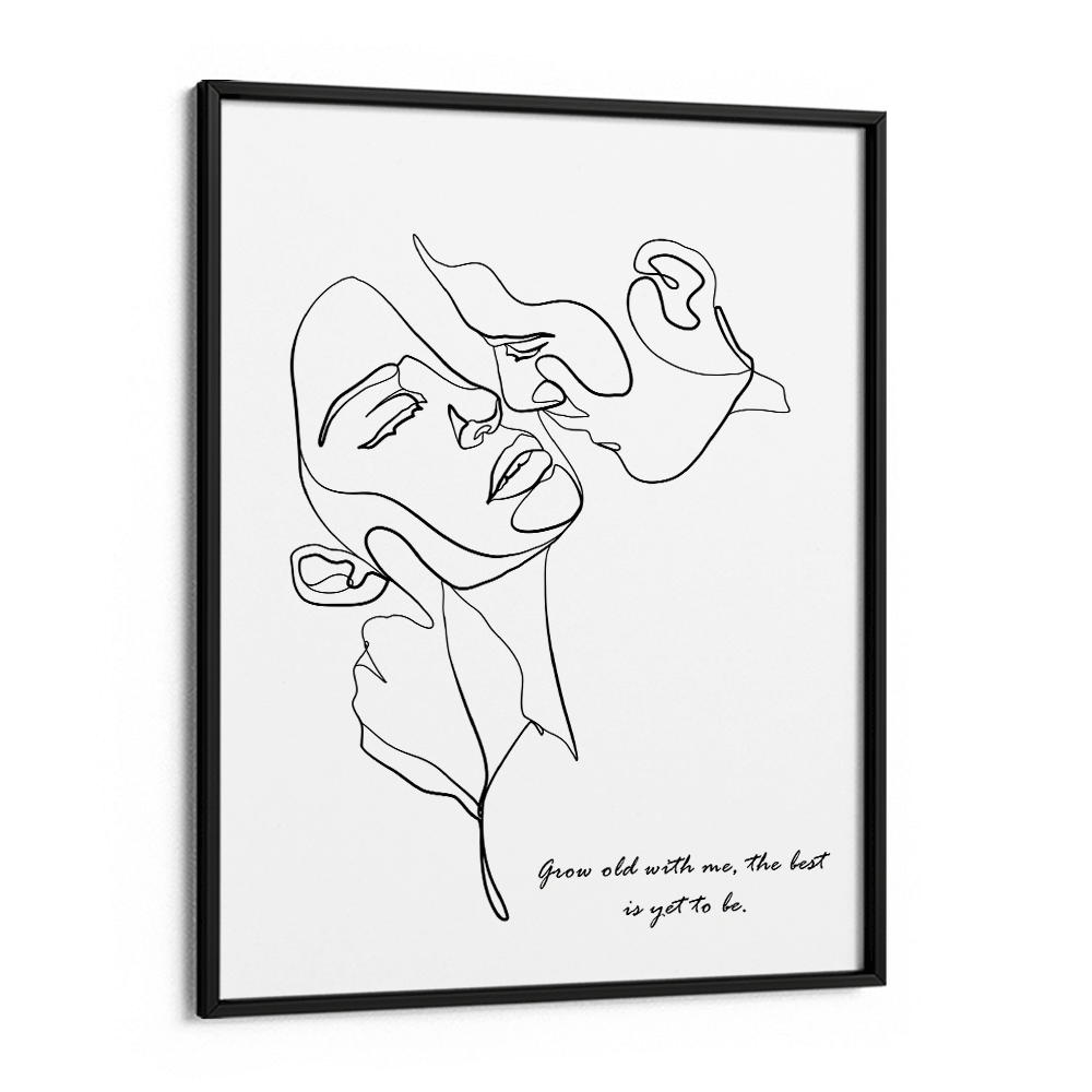 Personalized Line Art - Embrace (White) Nook At You Matte Paper Black Frame