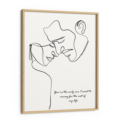 Personalized Line Art - Love (White) Nook At You Matte Paper Wooden Frame