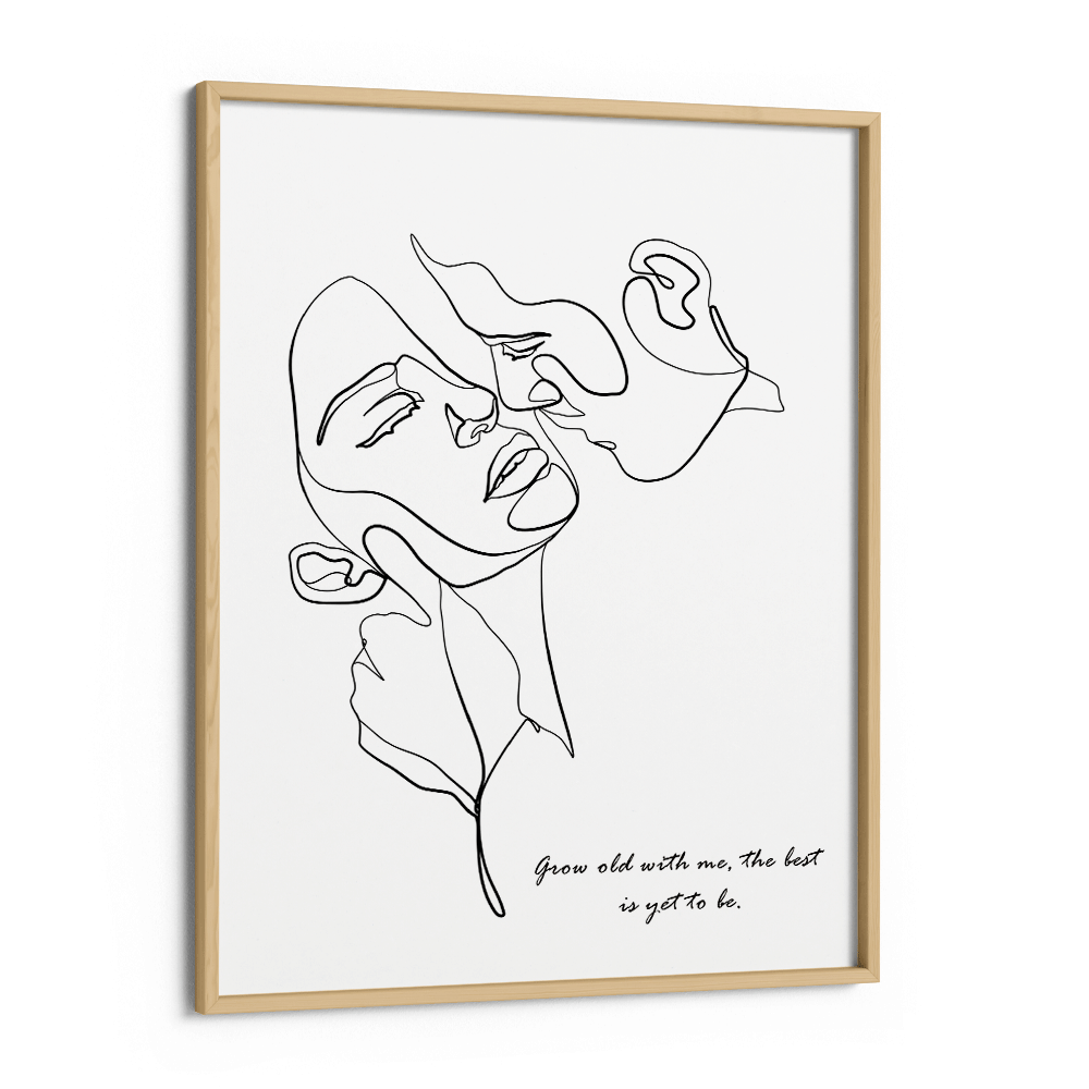 Personalized Line Art - Embrace (White) Nook At You Matte Paper Wooden Frame