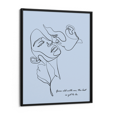 Personalized Line Art - Embrace (Powder Blue) Nook At You Matte Paper Black Frame