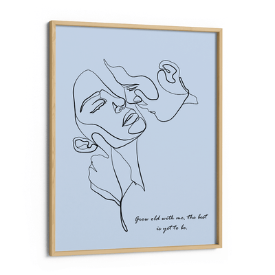 Personalized Line Art - Embrace (Powder Blue) Nook At You Matte Paper Wooden Frame