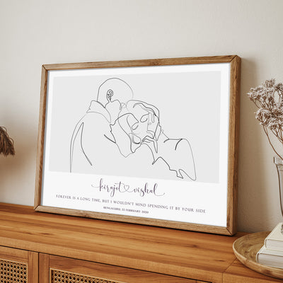 Personalized Line Art - Affection Nook At You Matte Paper Rolled Art