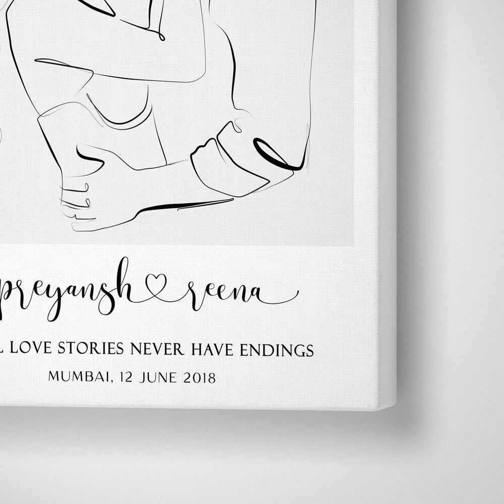 Personalized Line Art - Kiss Nook At You Canvas Gallery Wrap