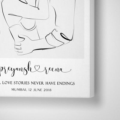 Personalized Line Art - Kiss Nook At You Canvas Gallery Wrap