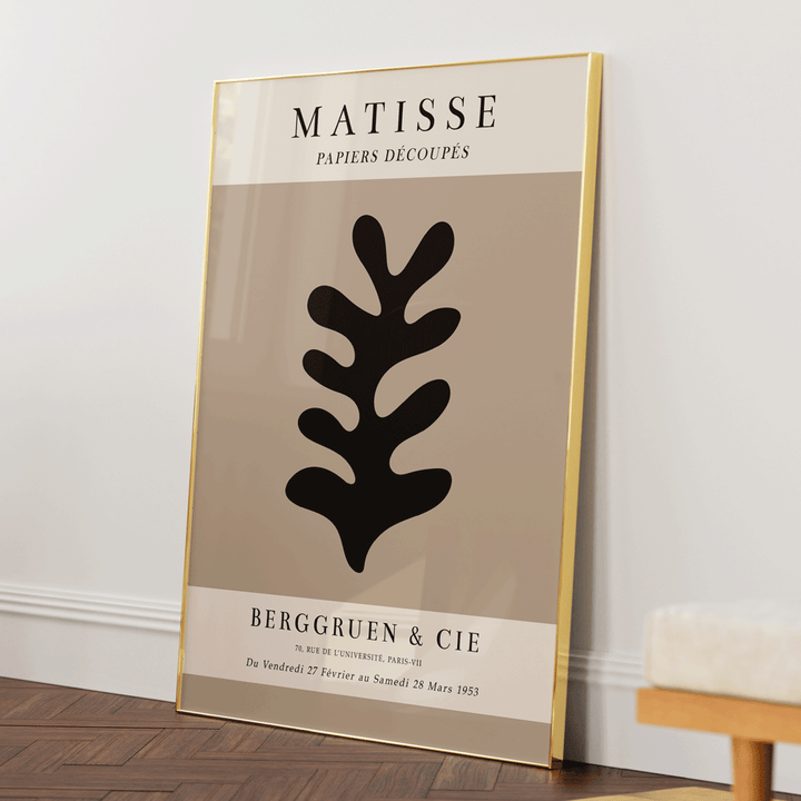 Matisse Exhibition Poster : 1953 - Black Abstract Painting-Gold Metal Frame-Nook At You