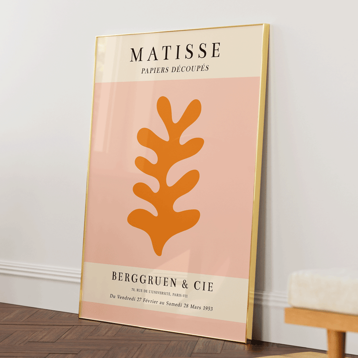 Matisse Exhibition Poster : 1953 - Peach Abstract Painting-Gold Metal Frame-Nook At You