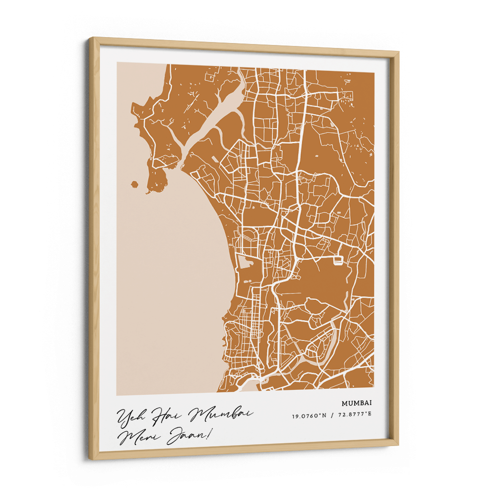 Map Art - Amber - Modern #1 Nook At You Matte Paper Wooden Frame