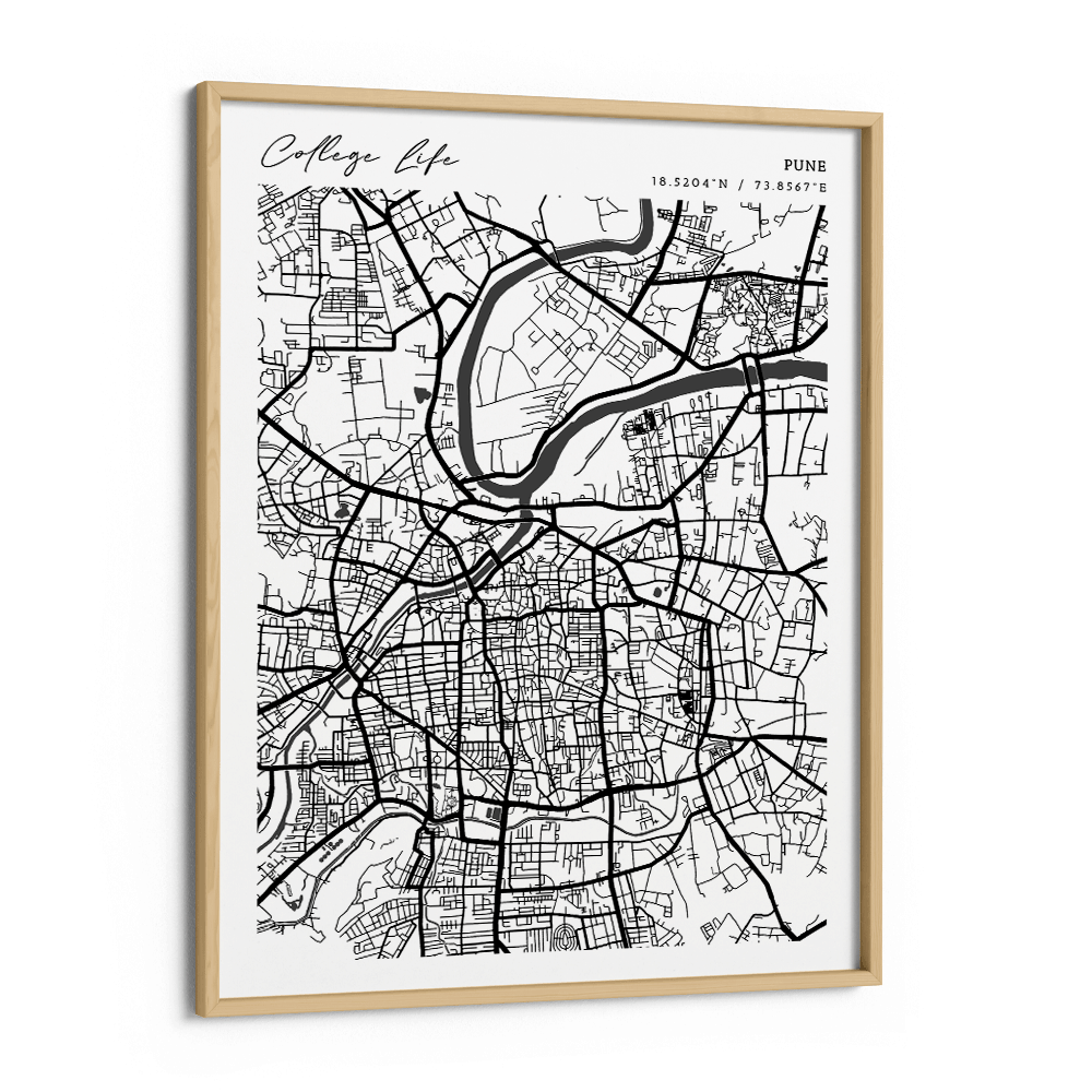 Map Art - White - Modern #2 Nook At You Matte Paper Wooden Frame
