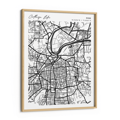 Map Art - White - Modern #2 Nook At You Matte Paper Wooden Frame