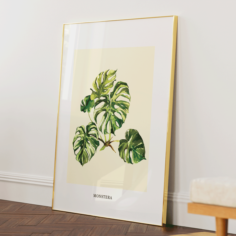 Monstera Nook At You Matte Paper Gold Metal Frame