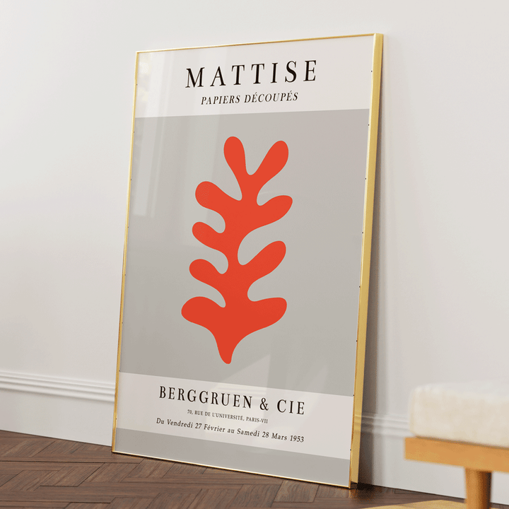 Matisse Exhibition Poster : 1953 - Grey Abstract Prints-Gold Metal Frame-Nook At You
