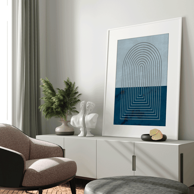 Deep Blue Geometric Nook At You Matte Paper Rolled Art