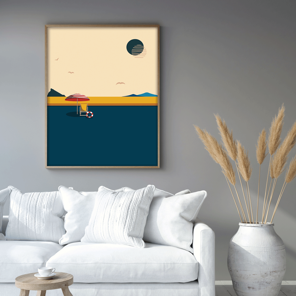 Retro Beach Nook At You Matte Paper Rolled Art
