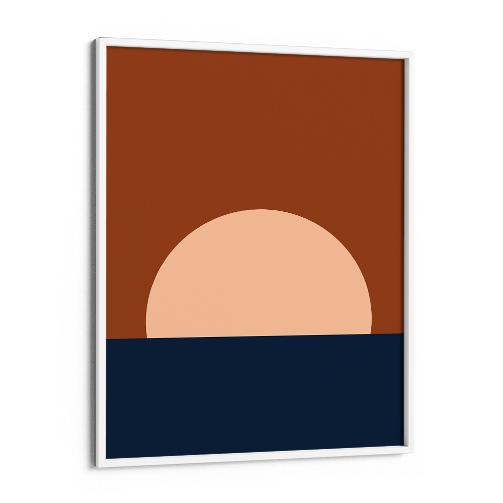 Mid Century Sunrise Abstract Wall Art-White Frame-Nook At You