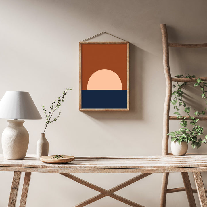 Mid Century Sunrise Abstract Wall Art-Rolled Art-Nook At You