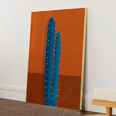 Mid Century Cactus Nook At You Matte Paper Gold Metal Frame