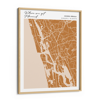 Map Art - Mustard - Modern #2 Nook At You Matte Paper Wooden Frame