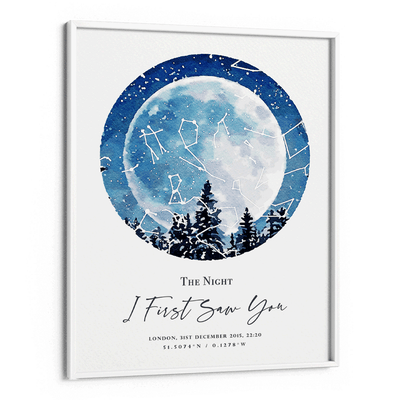 Custom Star Map - Winter Nook At You Matte Paper White Frame