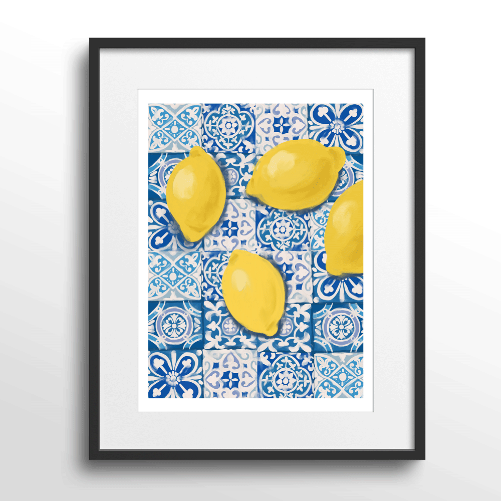 Moroccan Lemons Nook At You Matte Paper Black Frame With Mount