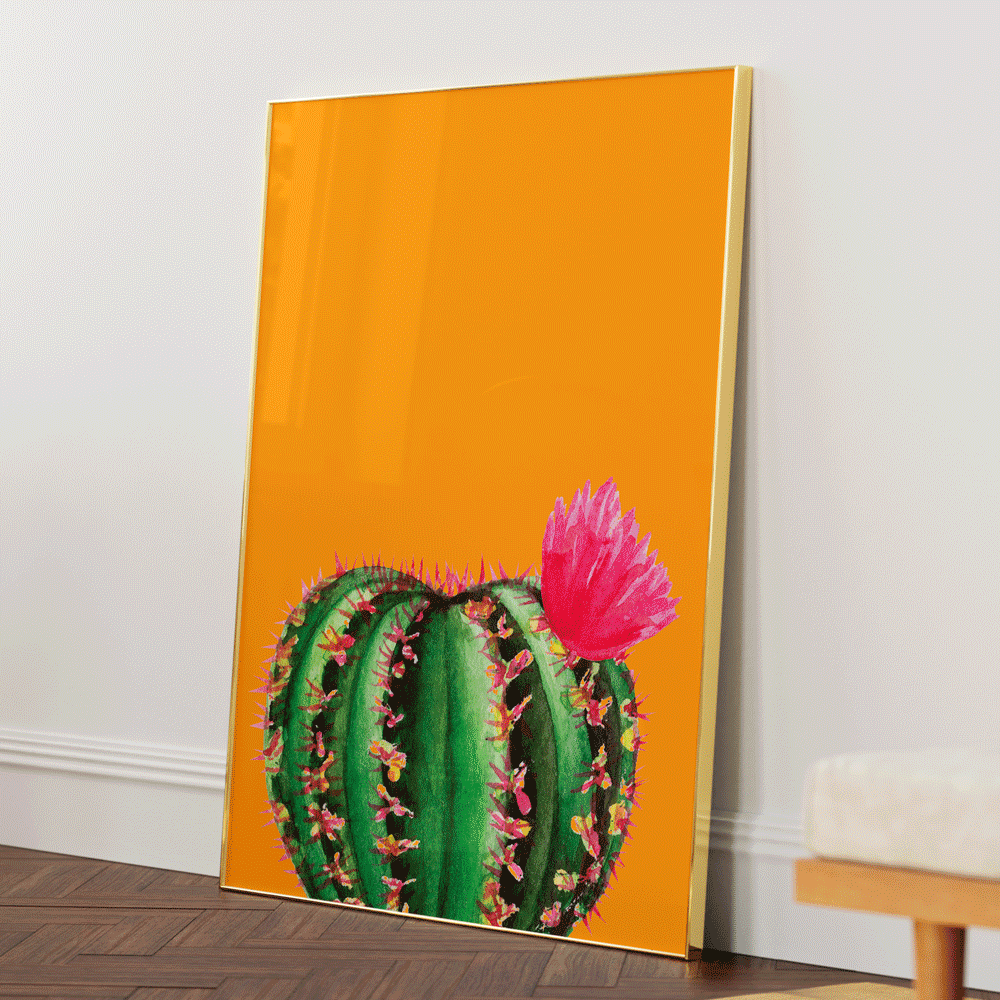 Mustard Succulent Nook At You Matte Paper Gold Metal Frame