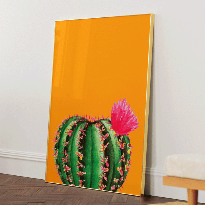 Mustard Succulent Nook At You Matte Paper Gold Metal Frame