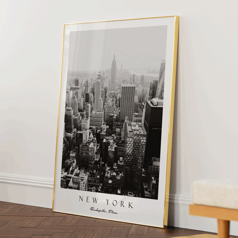New York Nook At You Matte Paper Gold Metal Frame