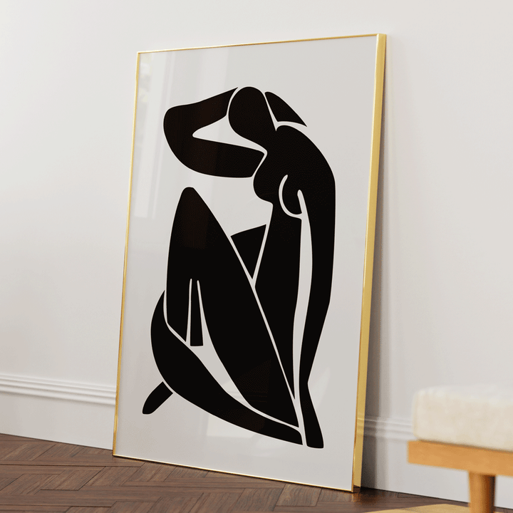 Nude - Matisse Inspired Abstract Art Prints-Gold Metal Frame-Nook At You