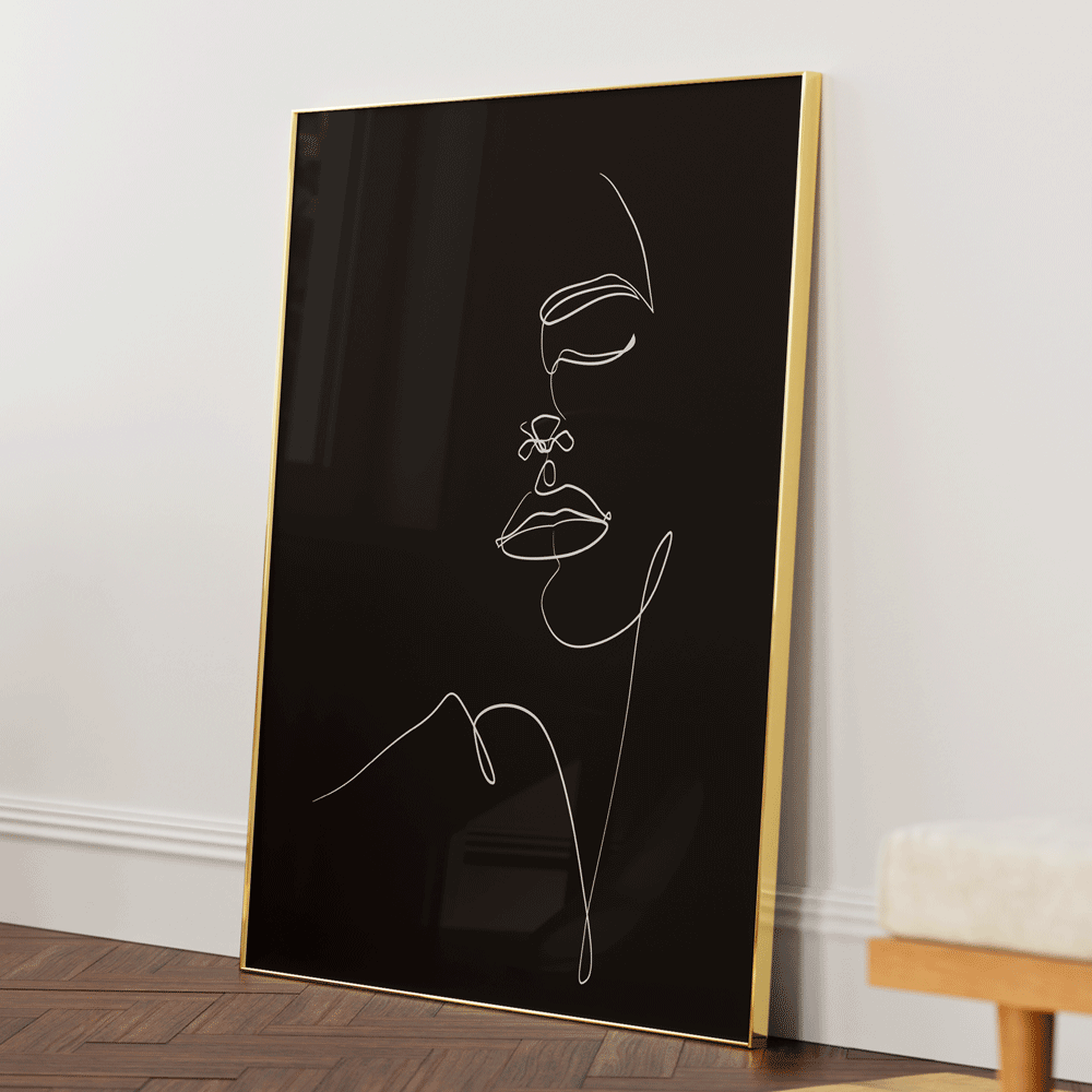 Omniscient Secret - Black Nook At You Matte Paper Gold Metal Frame