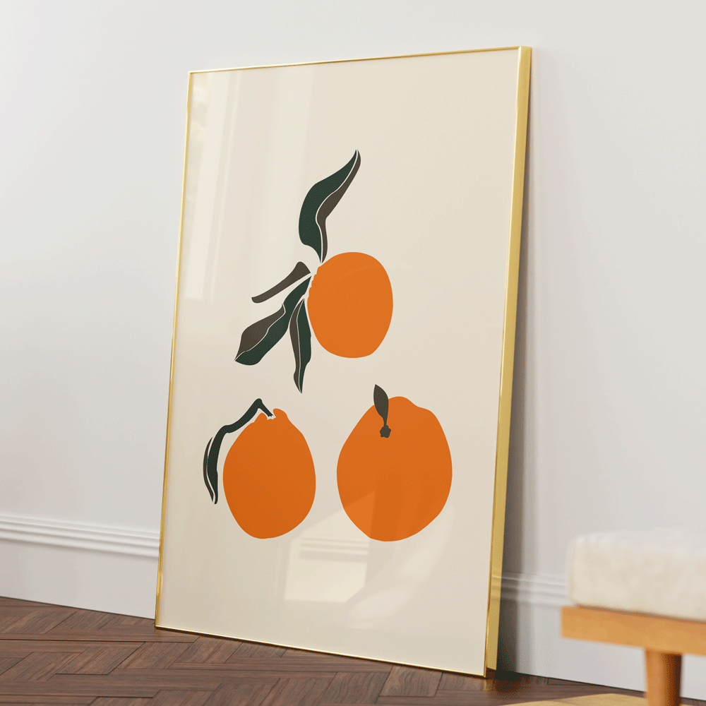 Oranges Nook At You Matte Paper Gold Metal Frame