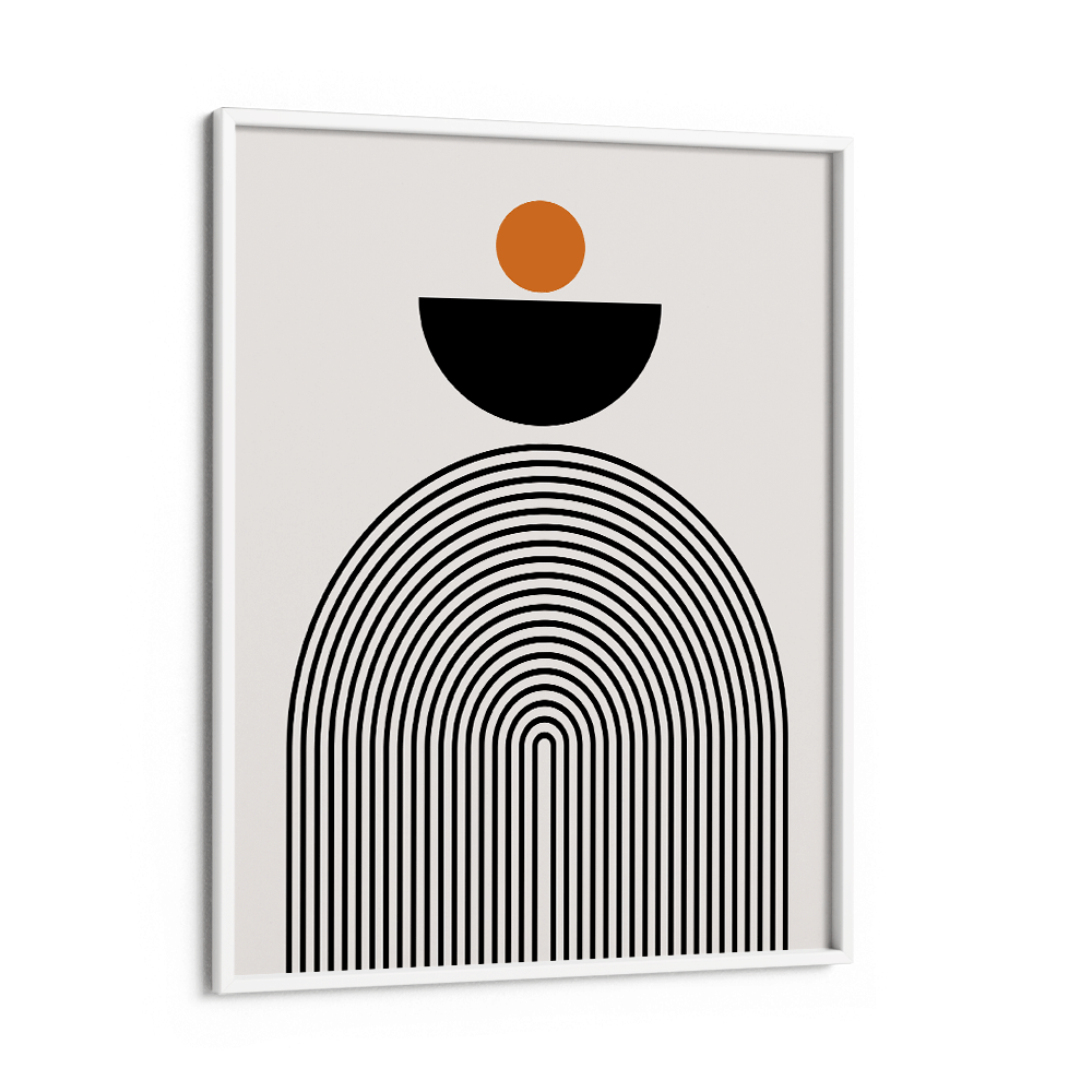 GEOMETRIC SEMICIRCLE III Abstract Painting-White Frame-Nook At You