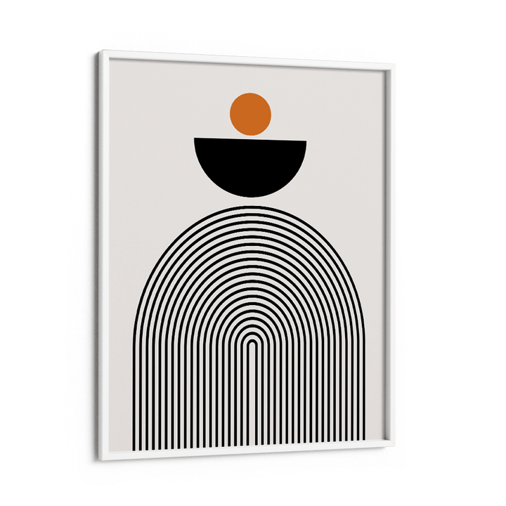 GEOMETRIC SEMICIRCLE III Abstract Painting-White Frame-Nook At You