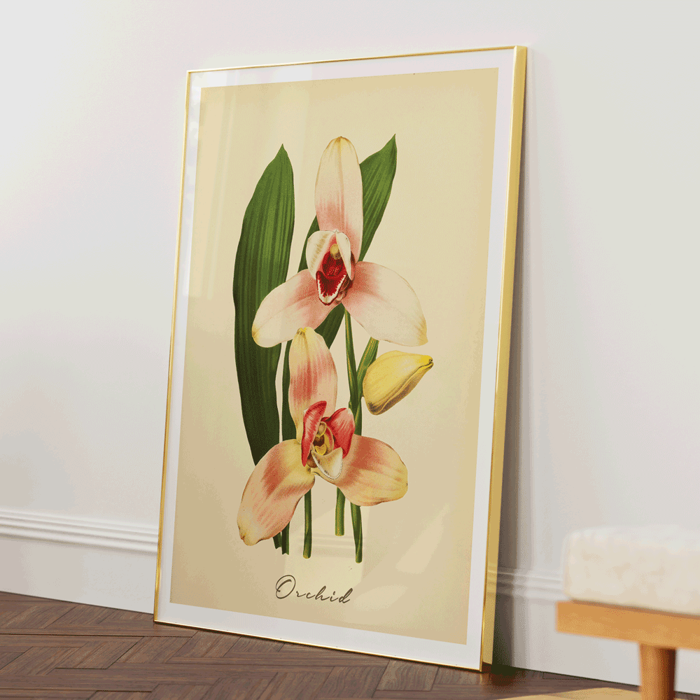 Orchids Nook At You Matte Paper Gold Metal Frame