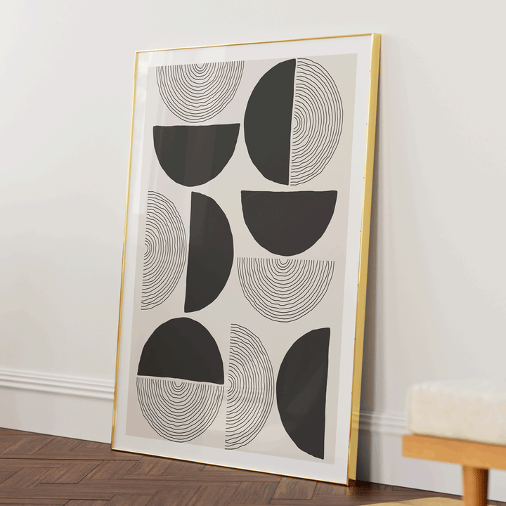 Passage - Black Abstract Painting-Gold Metal Frame-Nook At You