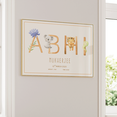 Personalized Kids Name Poster - Baby Animals Nook At You  