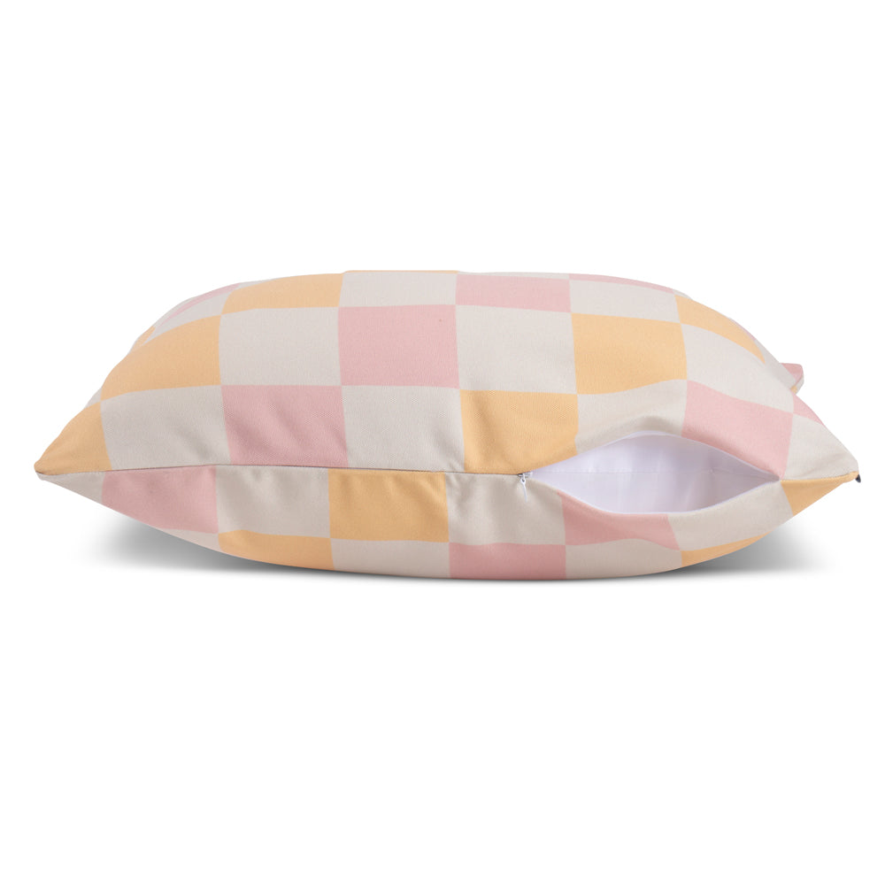 Peach Checkered Cushion Cover Nook At You  