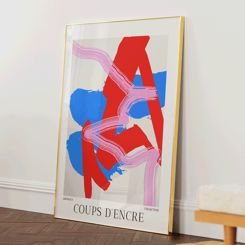 Pink Strokes Nook At You Matte Paper Gold Metal Frame